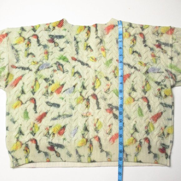 Anthropologie Fisherman Catch of the Day Cable-Knit Wool Sweater Fly Fishing - Picture 7 of 9